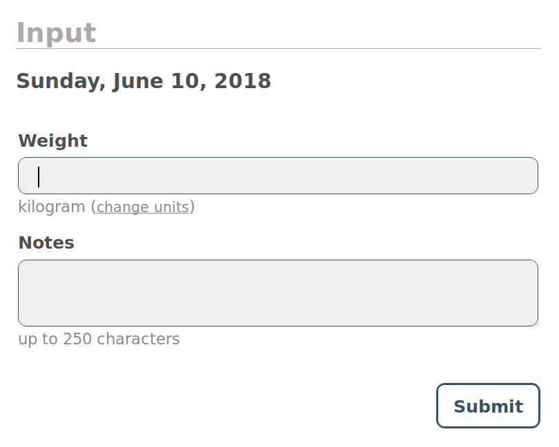 Daily weight input form